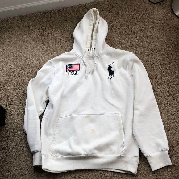 mens white polo hoodie